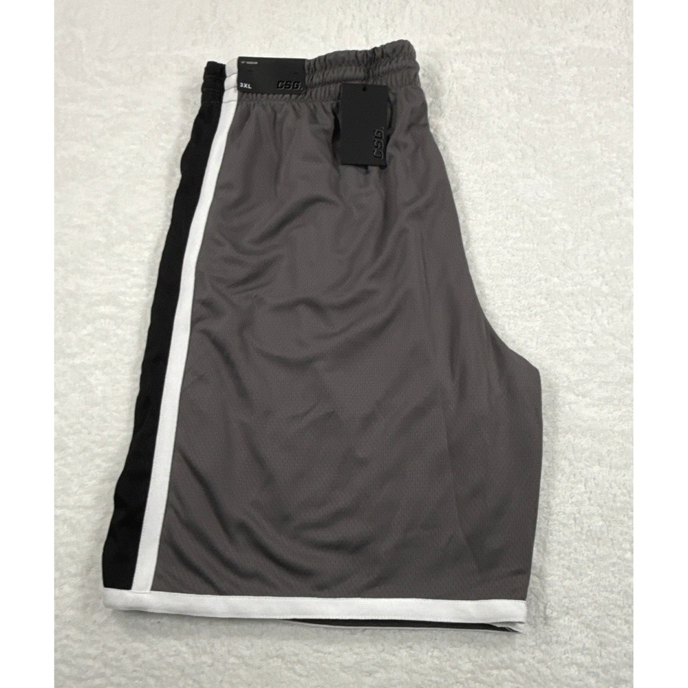 CSG Athletic Shorts Mens 3XL Gray Black Basketball Training 10" Inseam NWT